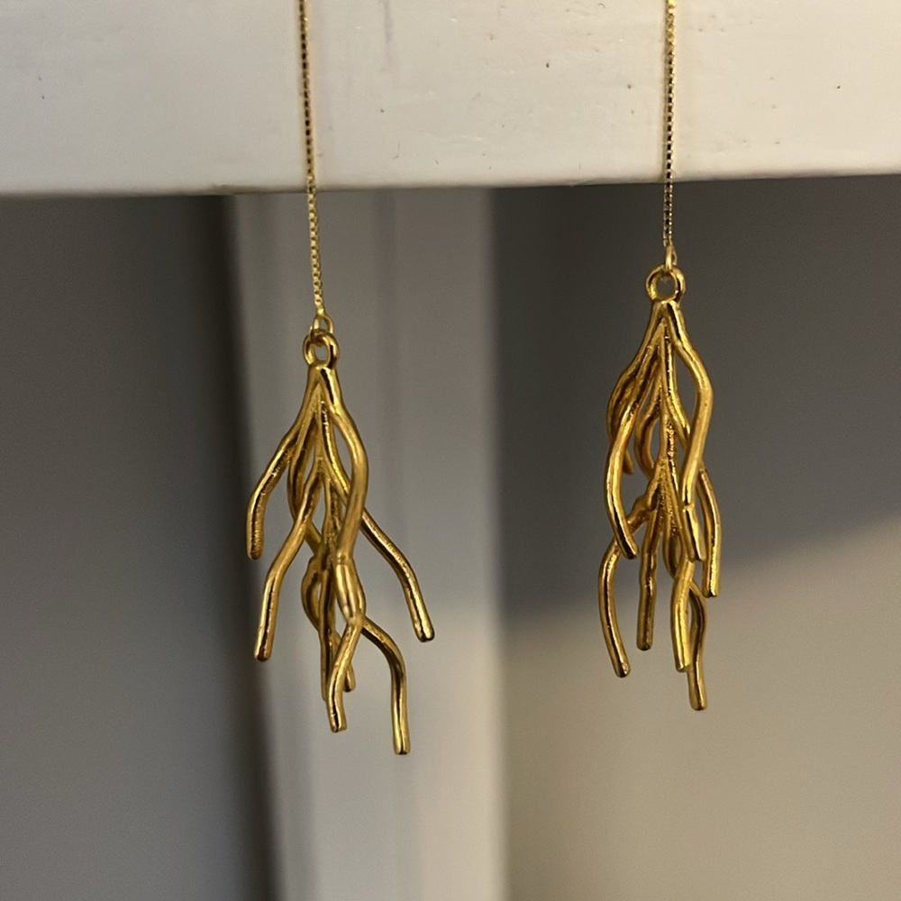 Unique Artisan Dangling Thread Earrings - image 2